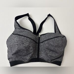 Victorias Secret VSX Sport Knockout Front Zip Sports Bra Grey Black Sz 34DDD